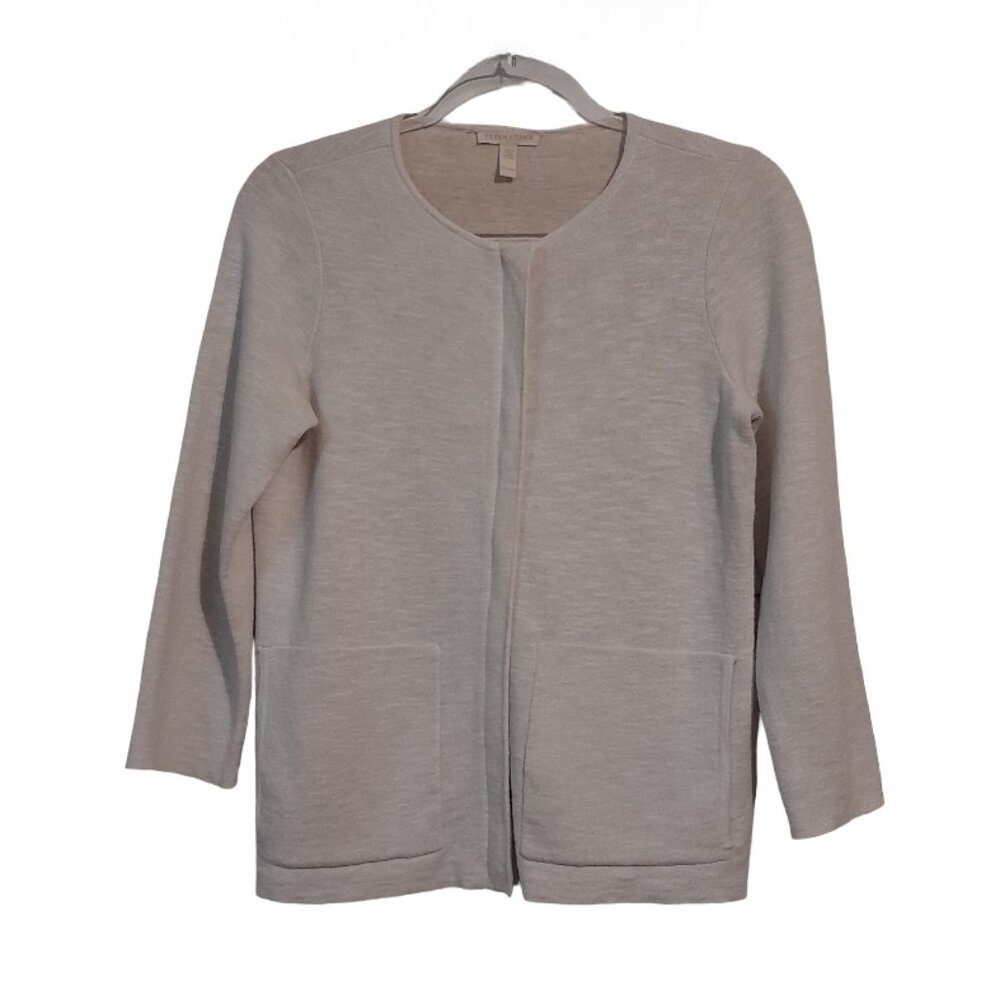 EILEEN FISHER Women's Organic Linen Cotton Front Zip Stretch Jacket - XXS